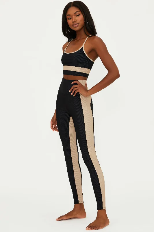Colorblock Legging Black Tan Edgy Women's Punk