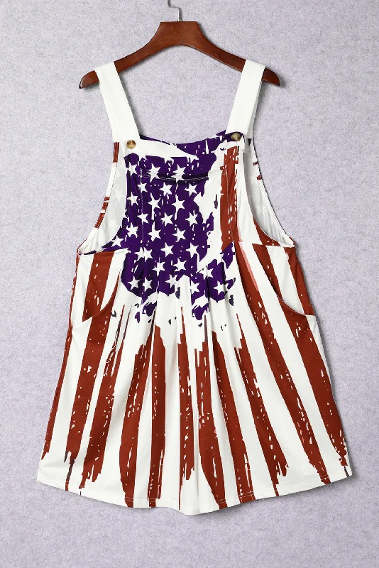 Pocketed Wide Strap Overall Artistic Women's Hand - painted