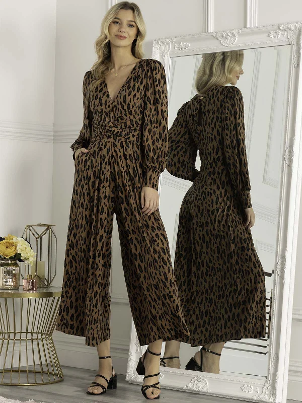 Gael Long Sleeve Jumpsuit (Brown Animal) Australian Beach