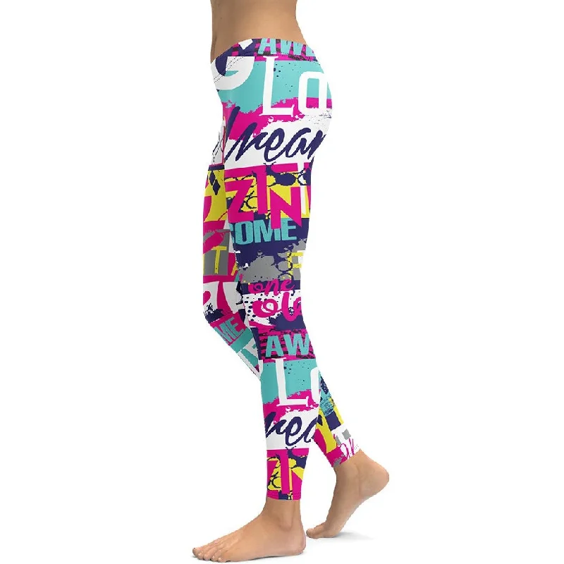 Cool Slogan Leggings Modern Women's Tech