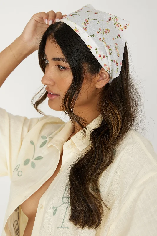 Peta Floral Headscarf Band White Monochromatic All - in - one