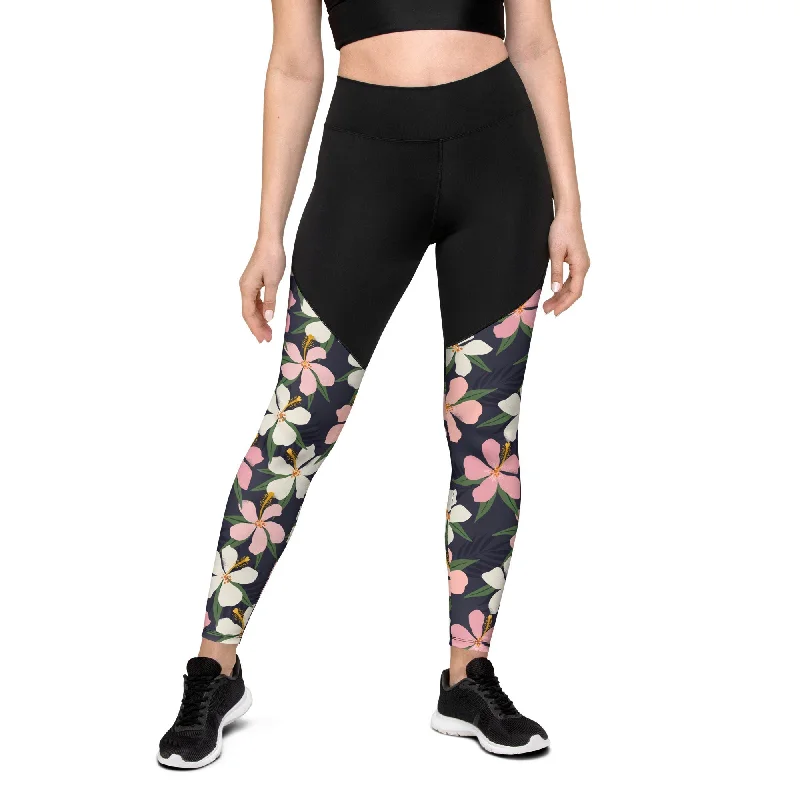 Floral Artwork Compression Leggings Practical Women's Quick - dry