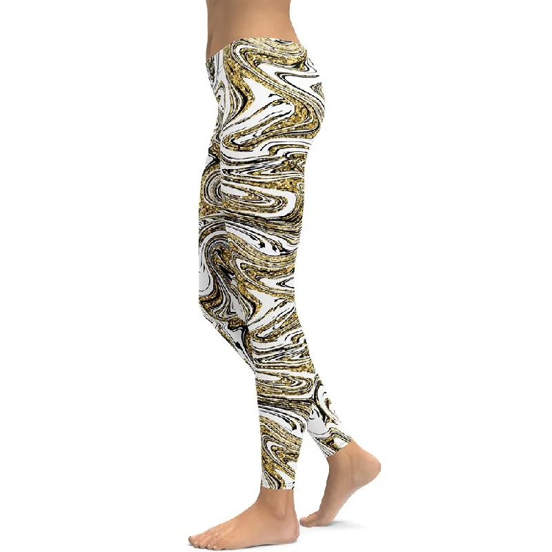 Glitter Print Marble Leggings Casual Women's Loose - fitting