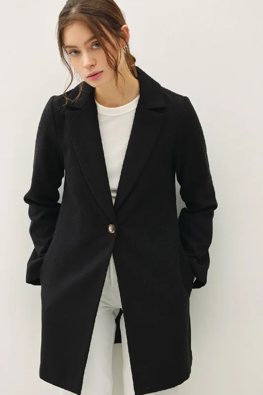 Be Cool Single Button Long Sleeve Coat with Pockets Sporty Women's Tennis