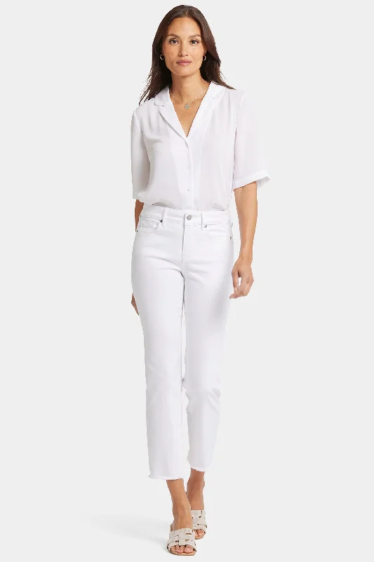 Marilyn Straight Ankle Jeans - Optic White Refined Women's Hand - crafted