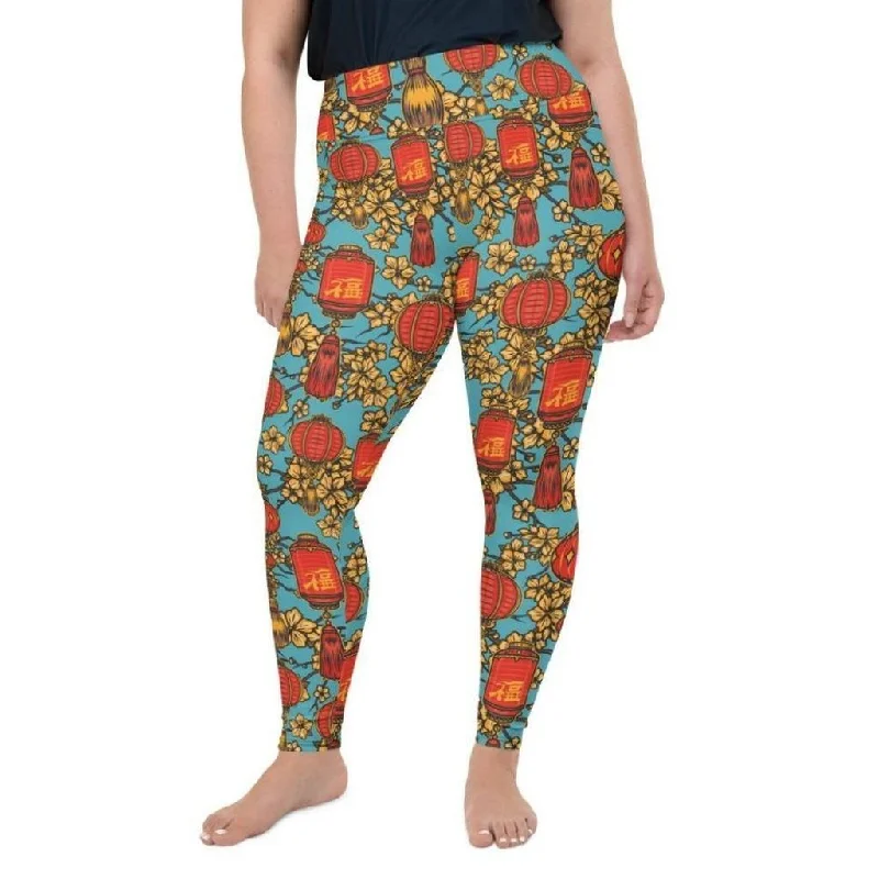 Chinese Festive Plus Size Leggings Elegant Women's 