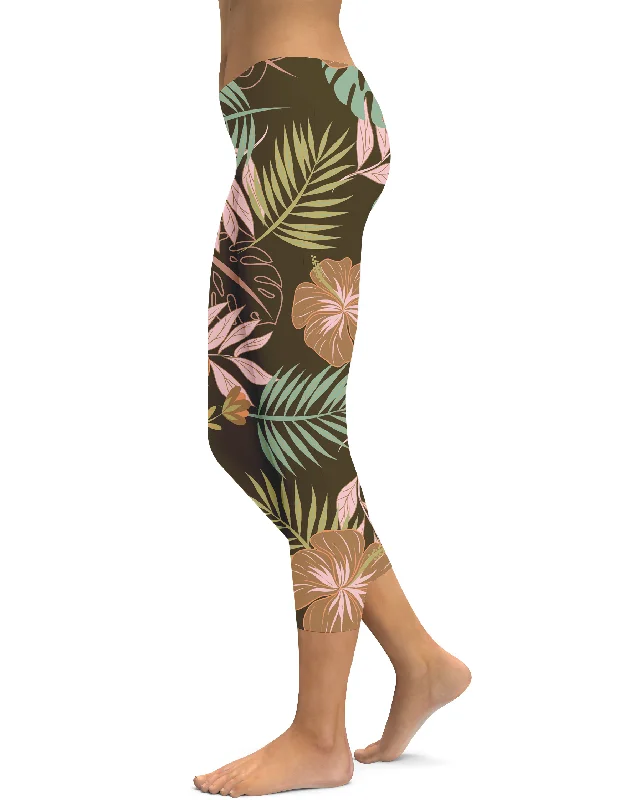 Fall Floral Capris Athletic Women's High - 