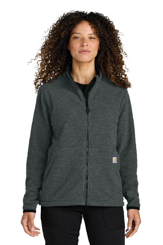 Carhartt Womens Textured Fleece Full Zip Jacket - Heather Carbon Grey - New Refined Women's Carhartt Womens Textured Fleece Full Zip Jacket - Heather Carbon Grey - New Refined Women's