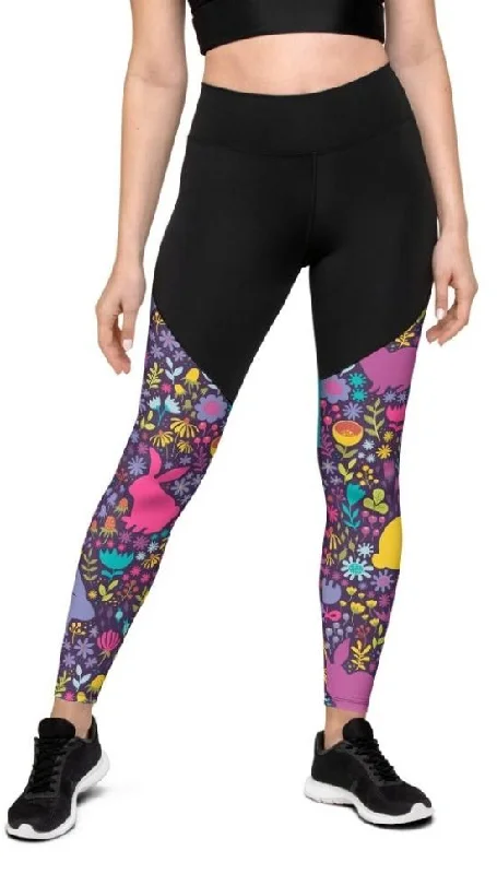 Easter Garden Compression Leggings Laid - back Women's Style