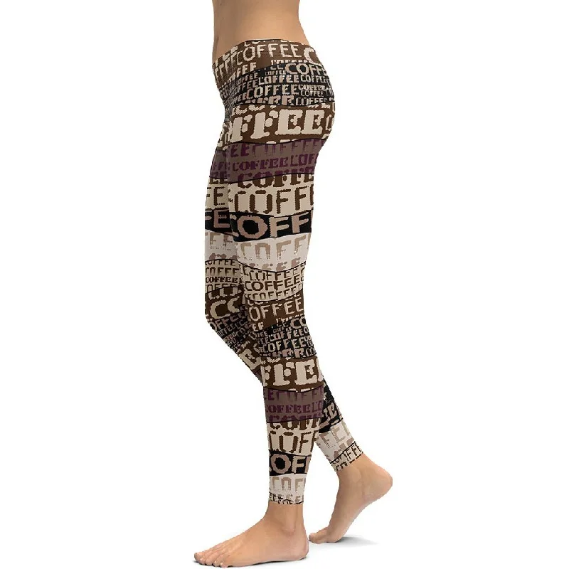 Coffee Leggings Sporty Women's Athleisure 