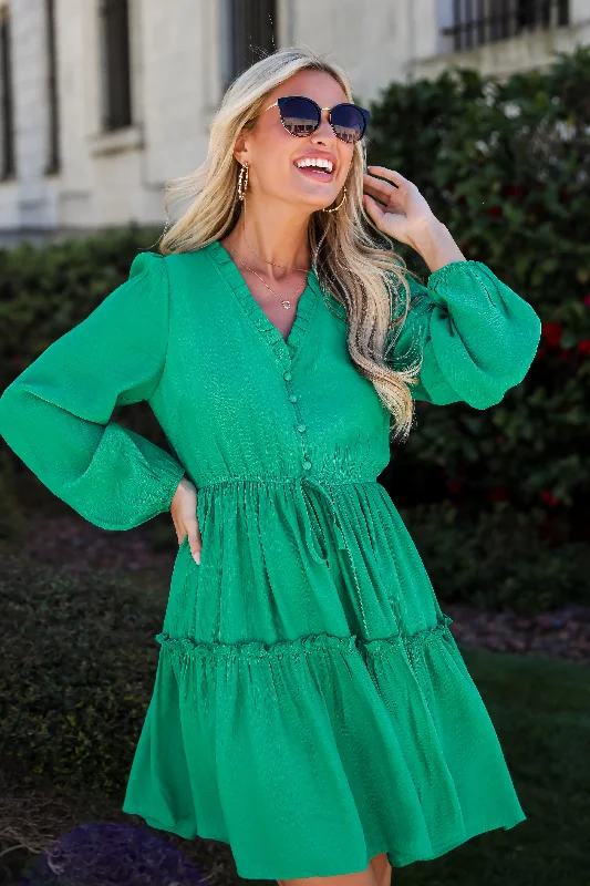 FINAL SALE - Fresh Perspective Green Mini Dress Vintage Women's 1970S 