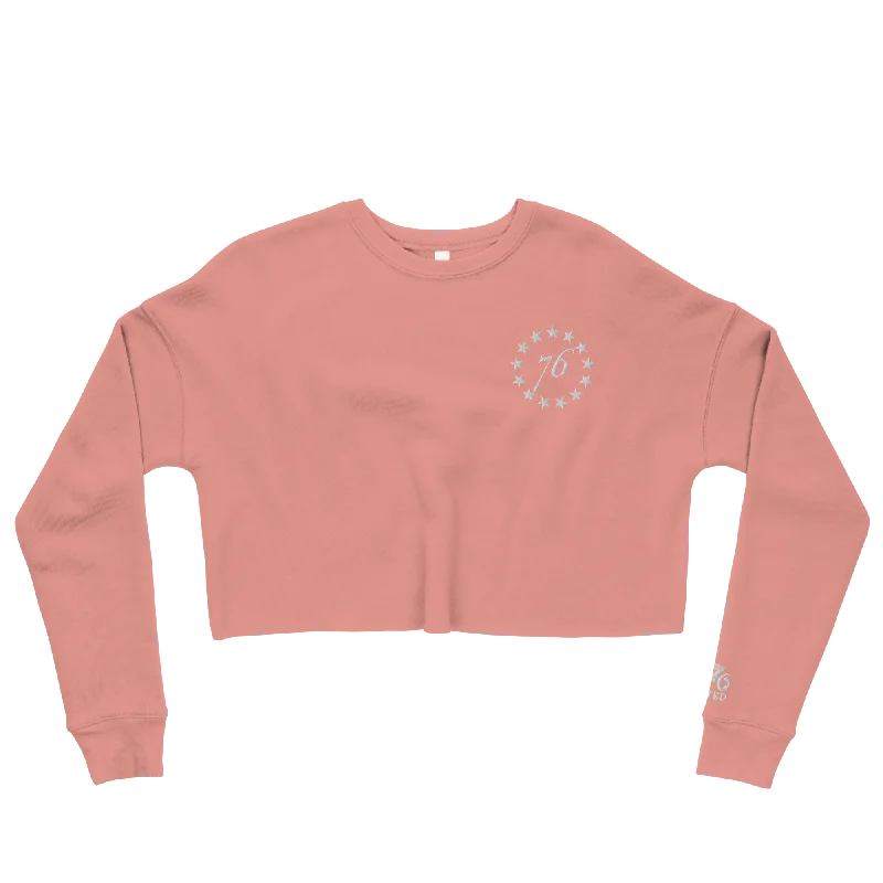 13 Stars Logo Crop Sweatshirt Artistic Women's Hand - painted