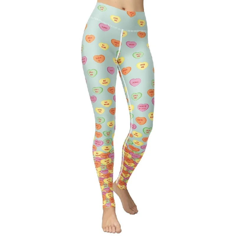 Candy Hearts Yoga Leggings Streetwear Style for 
