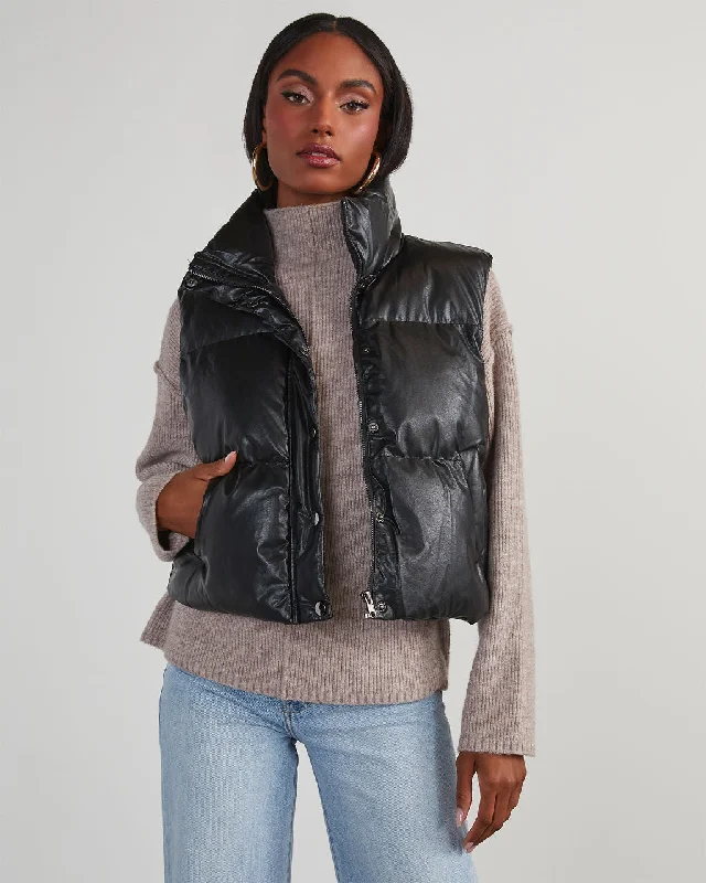 Cardona Faux Leather Puffer Vest Street