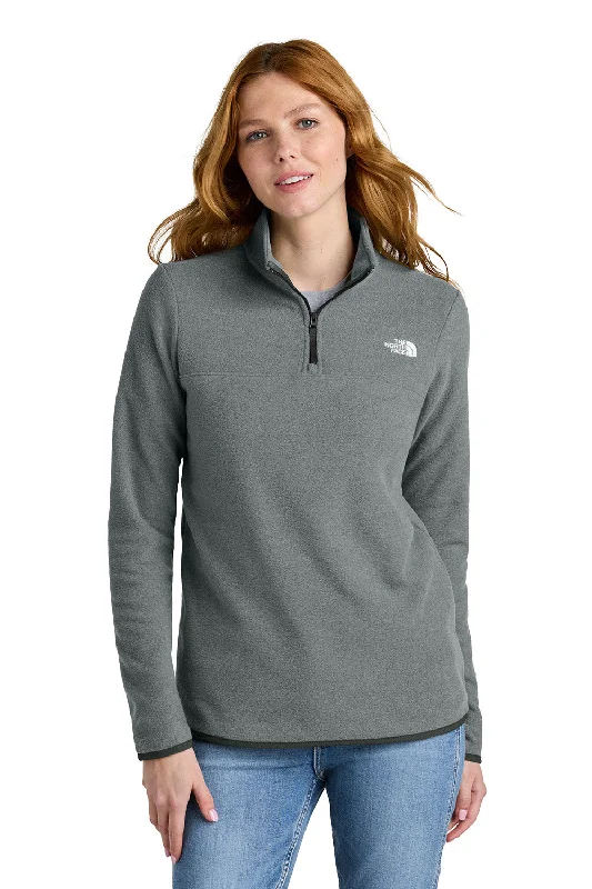 The North Face Womens Glacier Fleece 1/4 Zip Jacket - Heather Medium Grey - New Gym