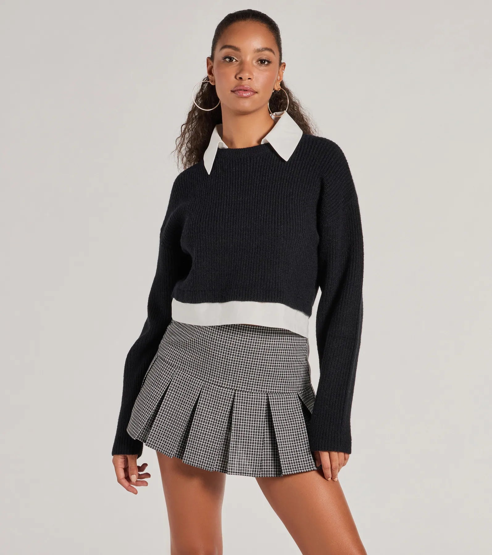 Preppy Aesthetic Collared Crew Neck Sweater Street