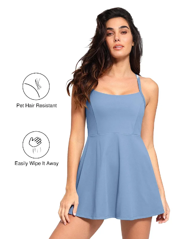 Shapewear Pet Hair Resistant Crisscross Back Workout Dress Country