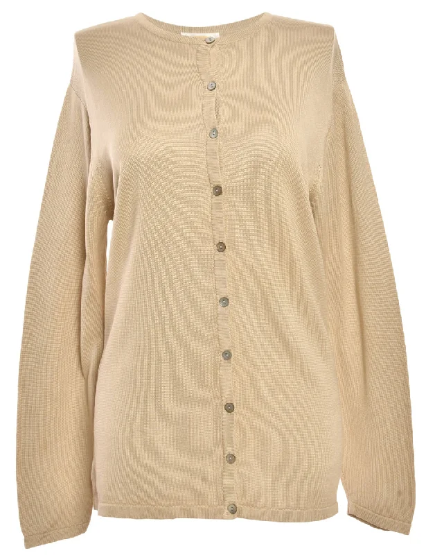 Button Through Beige Cardigan - L Gym