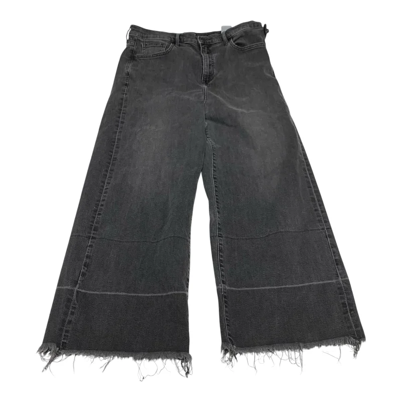 Jeans Wide Leg By Banana Republic In Black Denim, Size: 14 Edgy Women's Punk