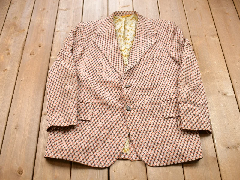 Vintage 1990s Diamond All Over Print Blazer Jacket Stylish Women's Neon