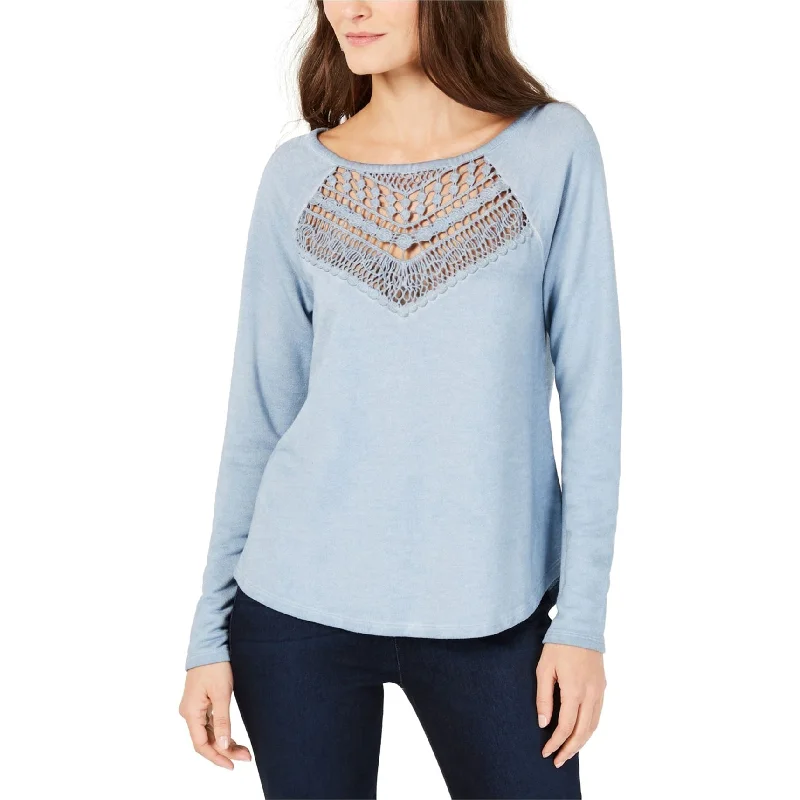 I-N-C Womens Lace Front Detail Sweatshirt Earthy Women's 