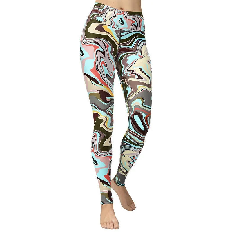 Aqua Marble Yoga Leggings Modern Women's 