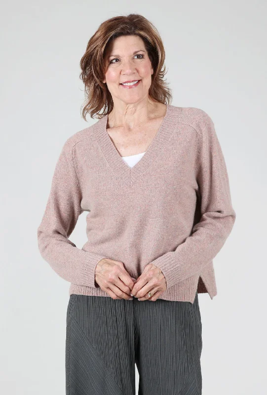 Felted Easy V-Neck Sweater, Rose Quartz Luxurious Women's High -  end