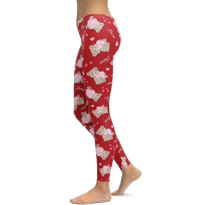 Cute Teddy Bear Leggings Elegant Women's Formal 