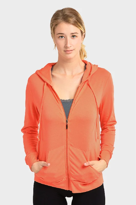 SOFRA LADIES SINGLE JERSEY ZIP-UP HOODIE JACKET (HDC7000_CORAL) Feminine Women's Soft SOFRA LADIES SINGLE JERSEY ZIP-UP HOODIE JACKET (HDC7000_CORAL) Feminine Women's Soft