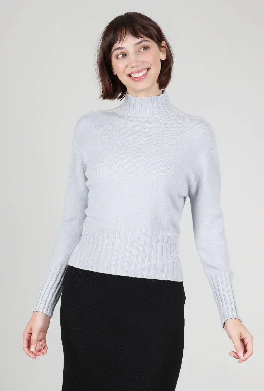 Rib Accents Cropped Sweater, Gray Melange Relaxed Women's  Relaxed Women's 