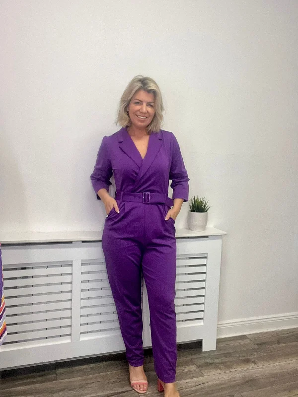 KATIE JUMPSUIT (AMARANTH PURPLE) Sleek Women's Metallic