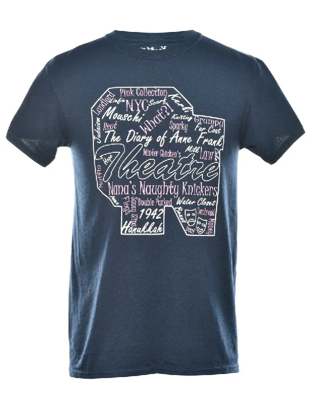 Navy Printed T-shirt - S Scandinavian