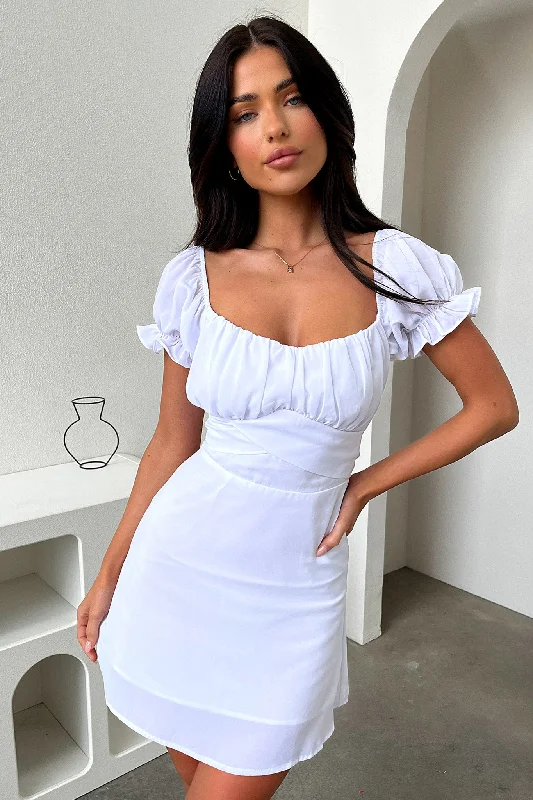 Carrie Mini Dress - White Dynamic Women's Moto