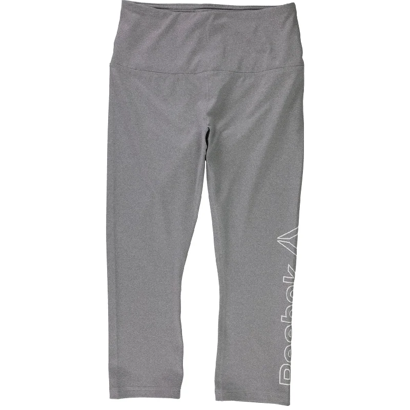 Reebok Womens Highrise Capri Compression Athletic Pants Earthy Women's 