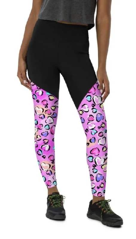 Artsy Heart Compression Leggings Trendy Women's 