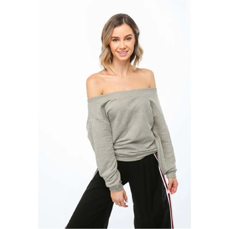 Olivia Pratt Womens Off The Shoulder Sweatshirt, Grey, Large Sporty Women's Athleisure 