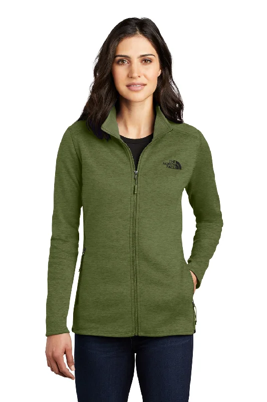 The North Face Womens Skyline Full Zip Fleece Jacket - Heather Clover Green Hip Women's Retro