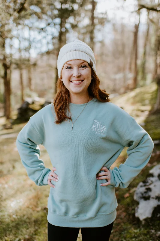 Be Still & Know {Embroidered Crewneck Fleece} Traditional Women's Wool