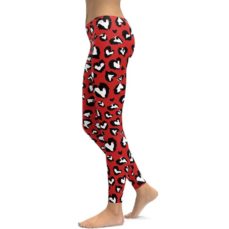 Leopard Hearts Leggings Vacation