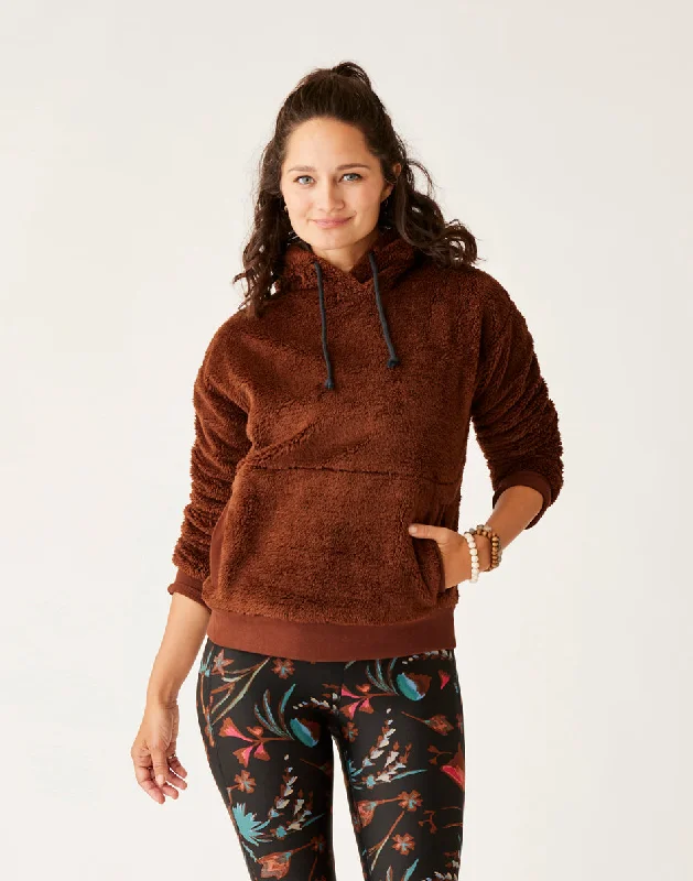 Brie Sherpa Hoodie: Chocolate Classic Women's Pin - striped