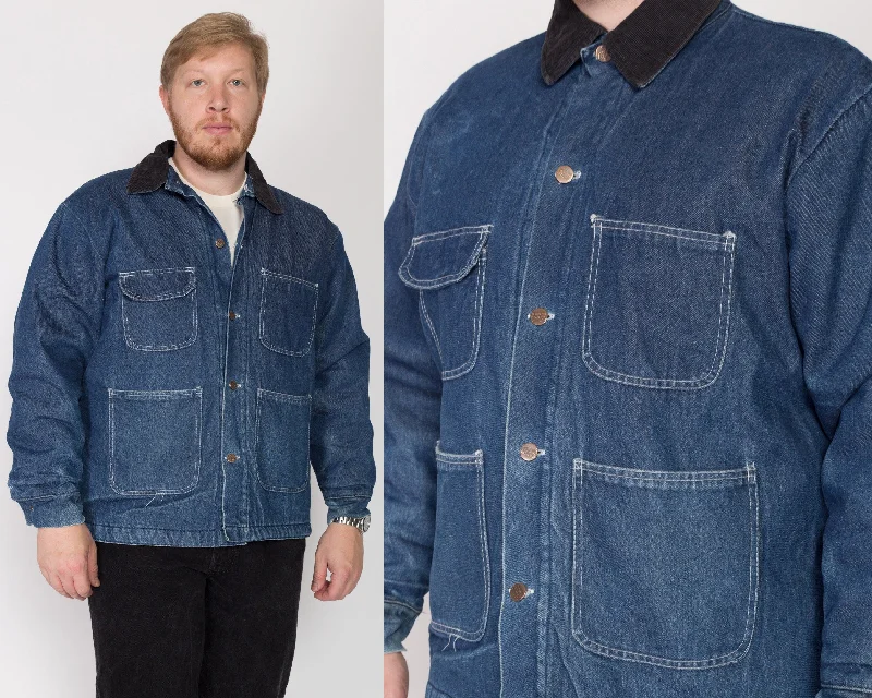 XL 90s Denim Blanket Lined Chore Coat Stylish Women's Neon