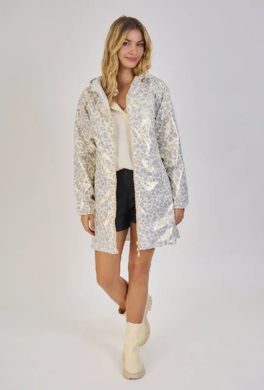 Iris Reversible Waterproof Parka (Beige/Leopard Print) Elegant Women's  Elegant Women's 