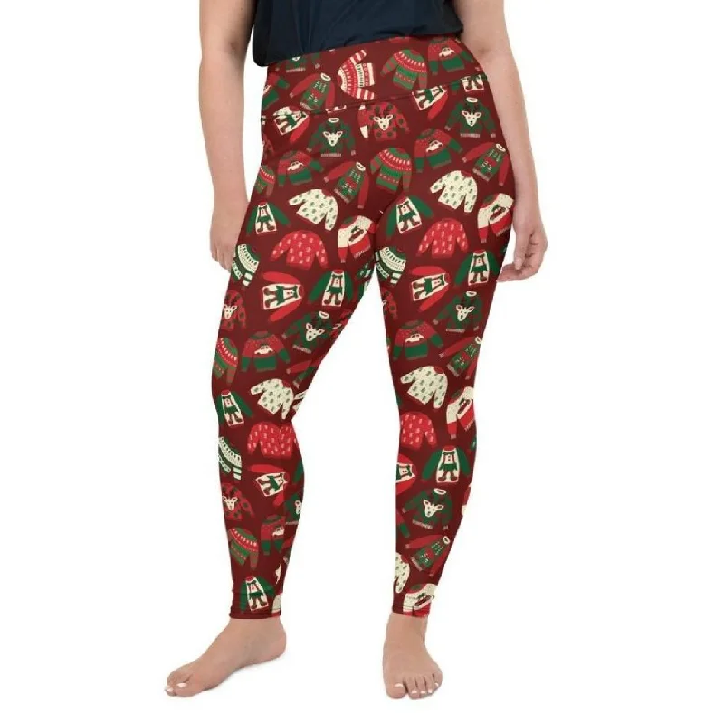 Ugly Christmas Sweater Pattern Plus Size Leggings Vintage Women's 1970S 