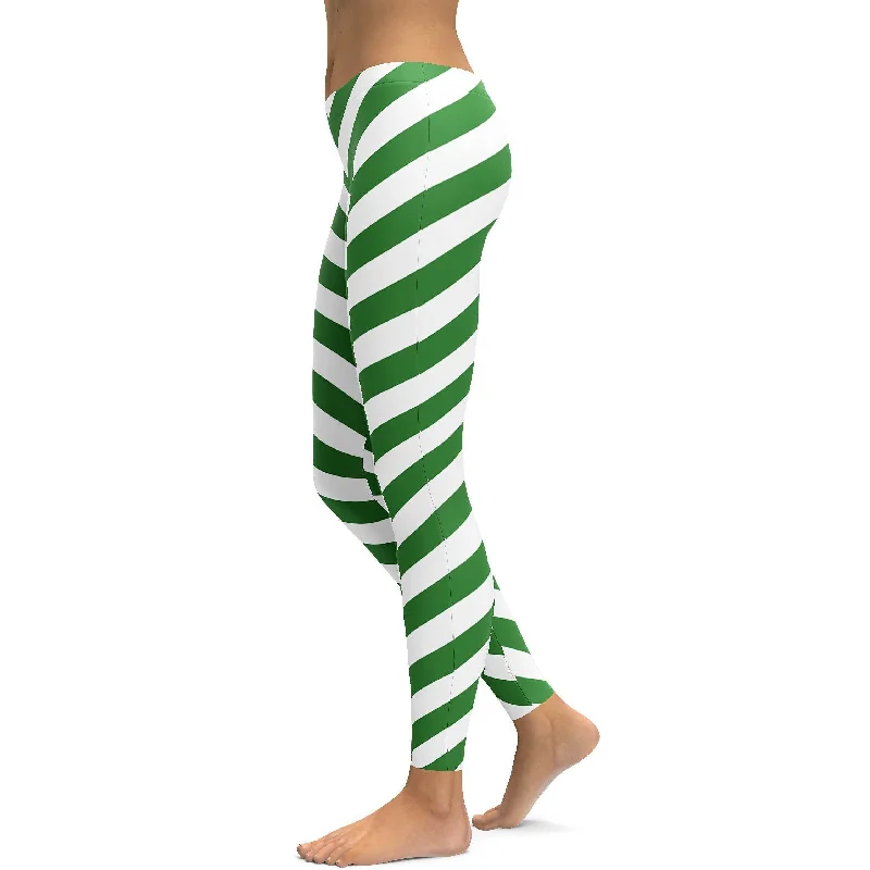 Irish Green Striped Leggings Vintage Women's 1970S 