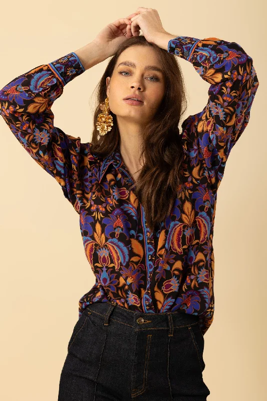 Hale Bob Paris Button Down Shirt Feminine Women's Soft  Feminine Women's Soft 