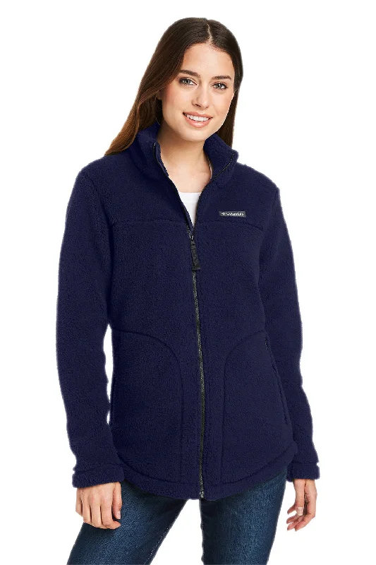 Columbia Womens West Bend Sherpa Fleece Full Zip Jacket - Dark Sapphire Blue - Closeout Laid - back Women's Style