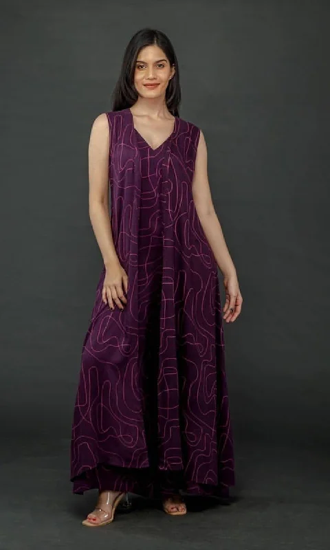 Purple Jumpsuit Jacket Set Minimalist Women's Casual