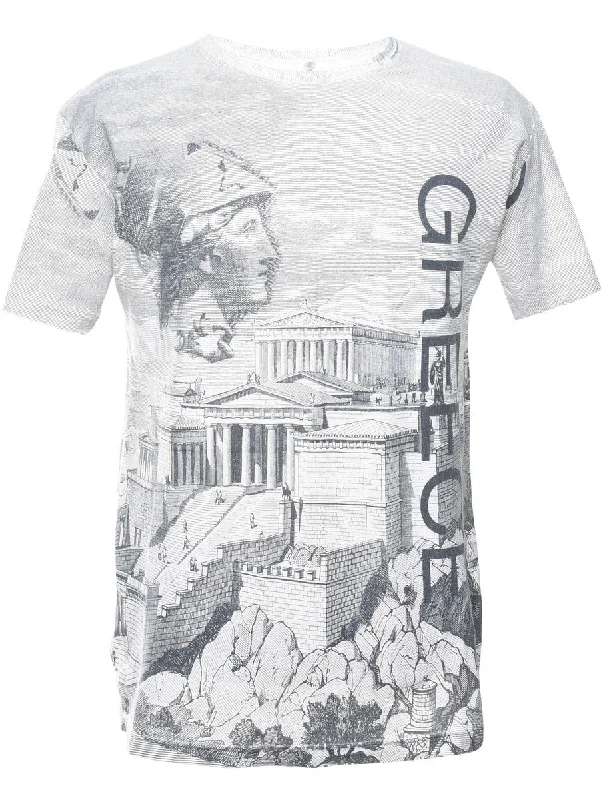 Greece Printed T-shirt - XL Cool Women's Distressed