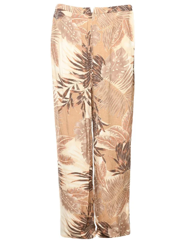 Leafy Print Harem Pants - W30 L27 Artistic Women's Hand - painted