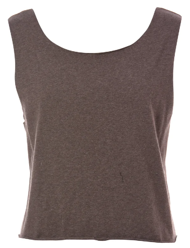 Label Dark Brown Tie Back T-shirt - L Sleek Women's 